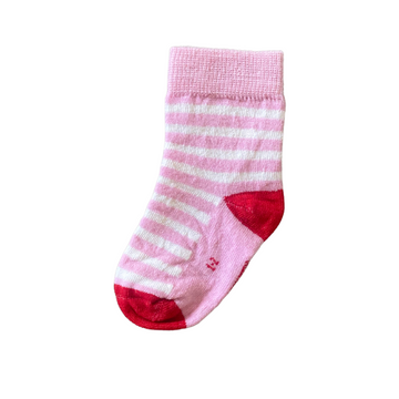 Kids Merino Crew Socks | Light Pink Stripe