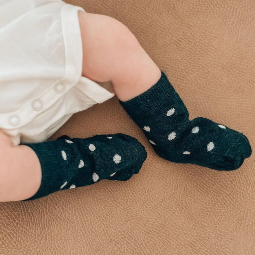 Crew Merino Socks | Forest Green Dots