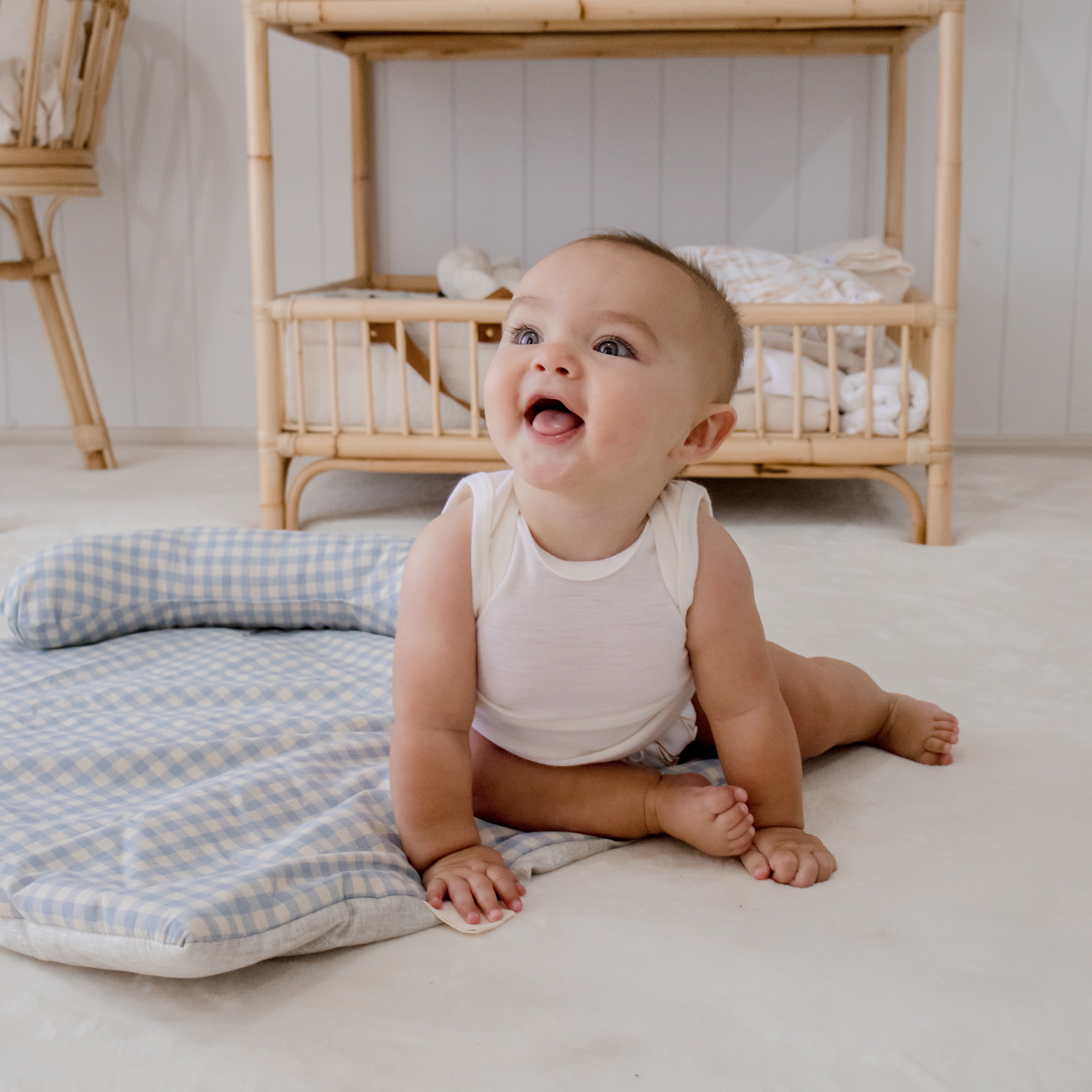 Baby Merino Envelope Neck Singlet | Vanilla