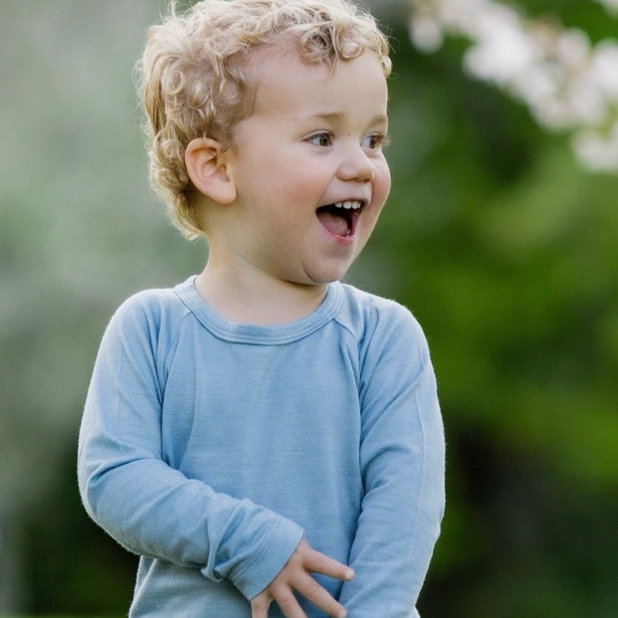 Kids Merino Long Sleeve Top | Sky Blue