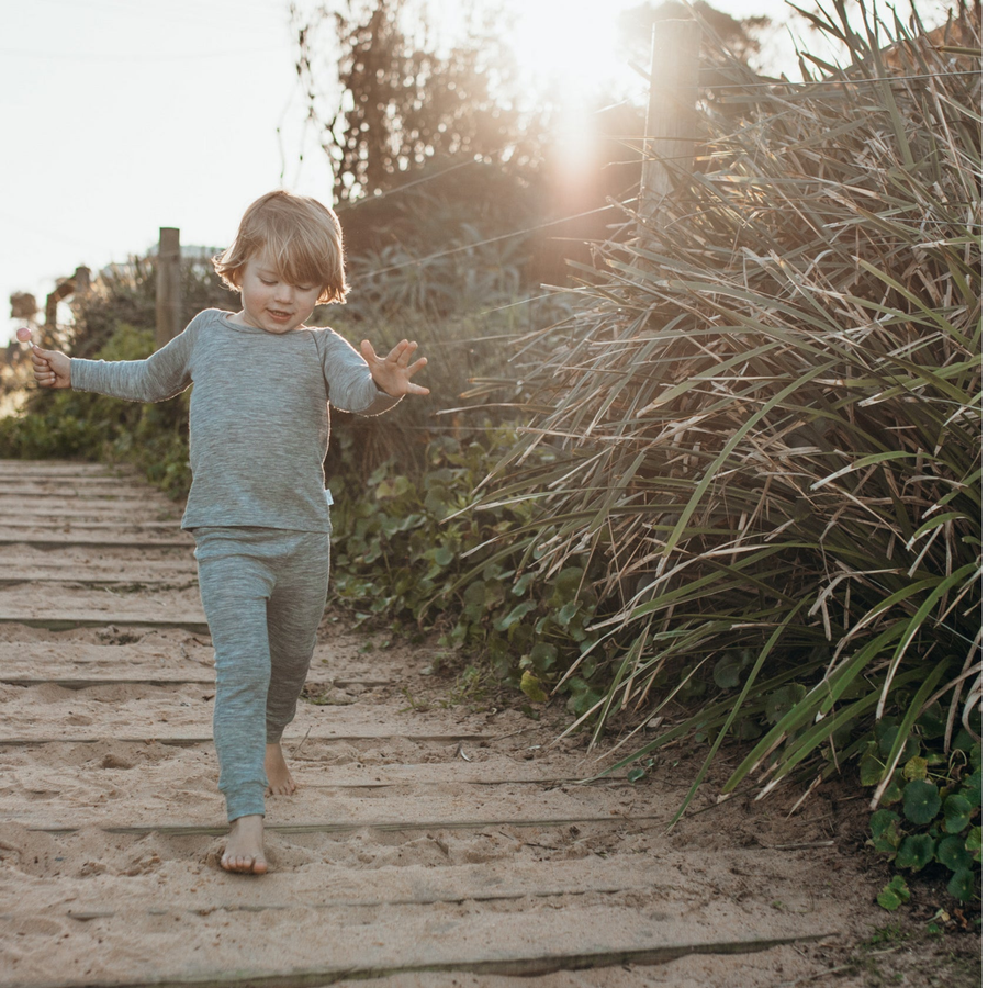 Kids Merino Long Sleeve Top | Grey Marle