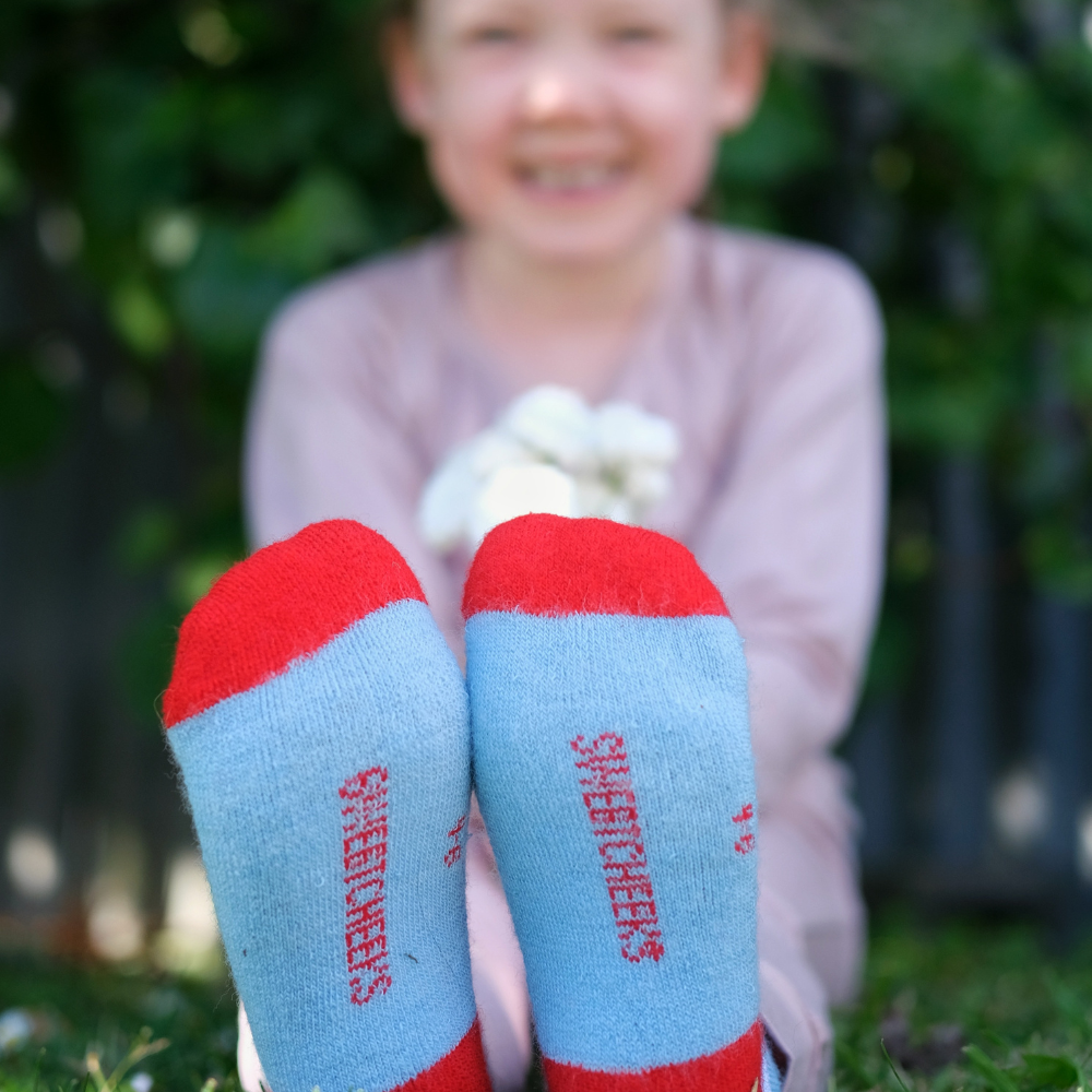 Thick Merino Gumboot Socks | Light Blue Clouds
