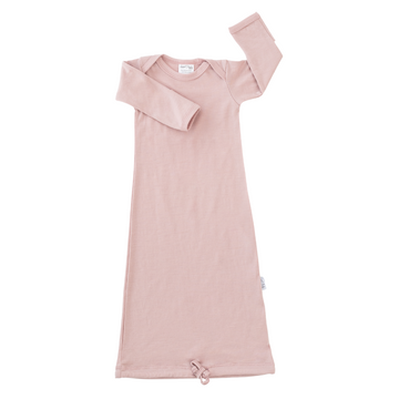 Baby Merino Envelope Neck Nightie (Drawstring Bottom)| Blush