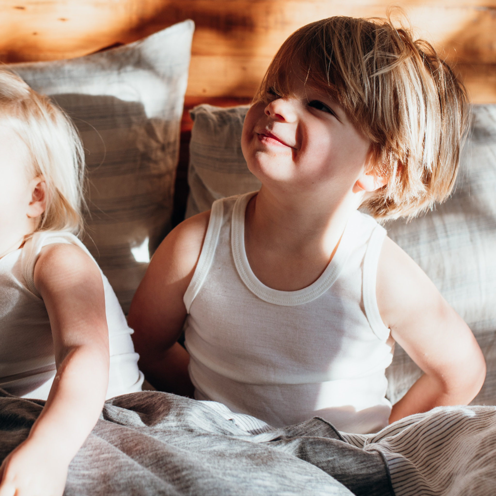 Kids Merino Round Neck Singlet | Vanilla